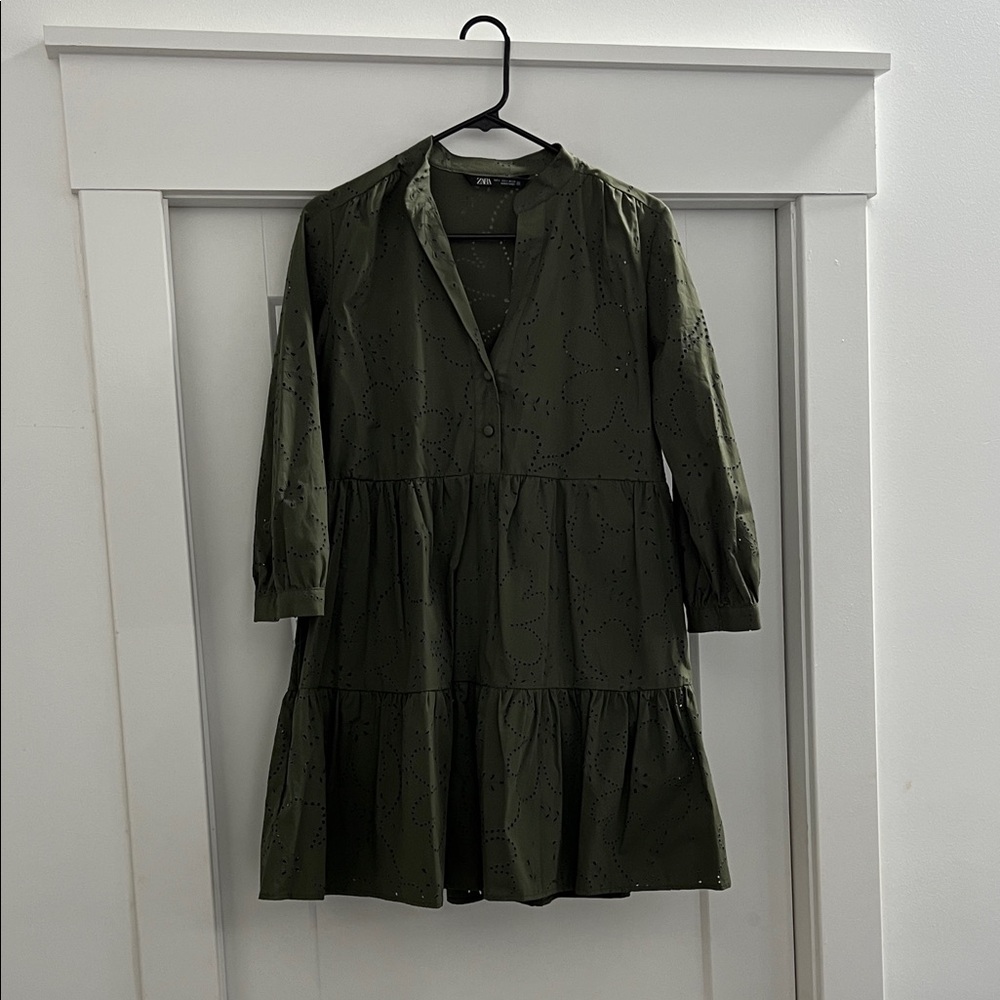 Zara Dark Green Long Sleeve Dress